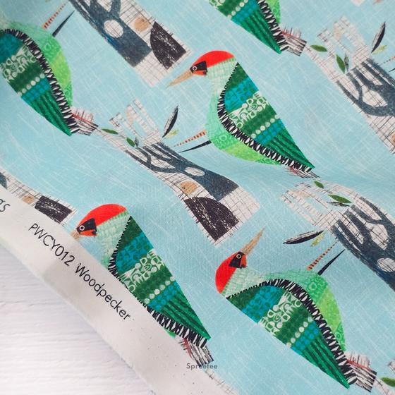 Stoffkollektion Flying South von Clare Youngs für Free Spirit Fabrics – Designerstoffe zum Taschen nähen Specht