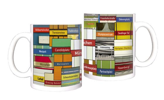 U-Bahn-Tasse, Ubahn München, U-Bahnhof Milbertshofen, Schwanthalerhöhe, Münchner Freiheit, Theresienwiese, Souvenirtasse München, Lieblingstasse, tom baecker, a-point-of-view, Haltestelle, Münchner U-Bahn