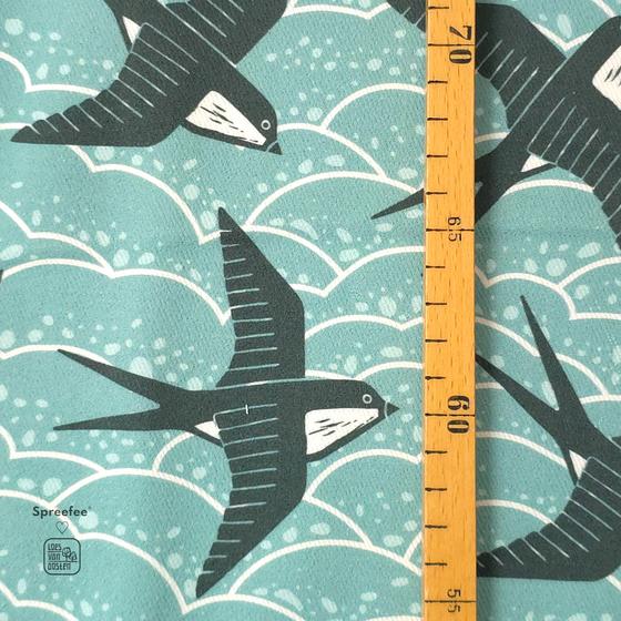 Graphic Nature Swallows Canvas aqua