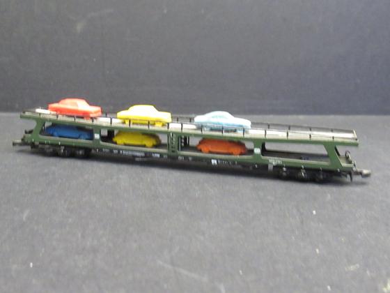 Märklin 8715 Doppelstock Autotransportwagen DB grün Beladen 6 PKW´s Spur Z