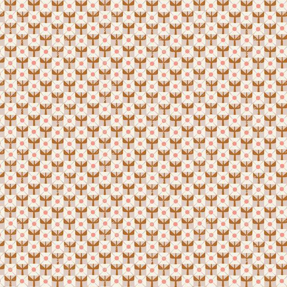 Fox & Flutter von Loes van Oosten für Cotton + Steel mit modernen grafischen Waldmotiven wie dem Square Fox in ruhigen Denimblau-, Rosé- und Grautönen. Ideal für besondere Taschen, Accessoires und Kleidung.