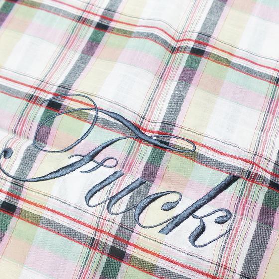 goldmarie Kissenhülle SLEEP & FUCK kariert bunt - 40x40cm