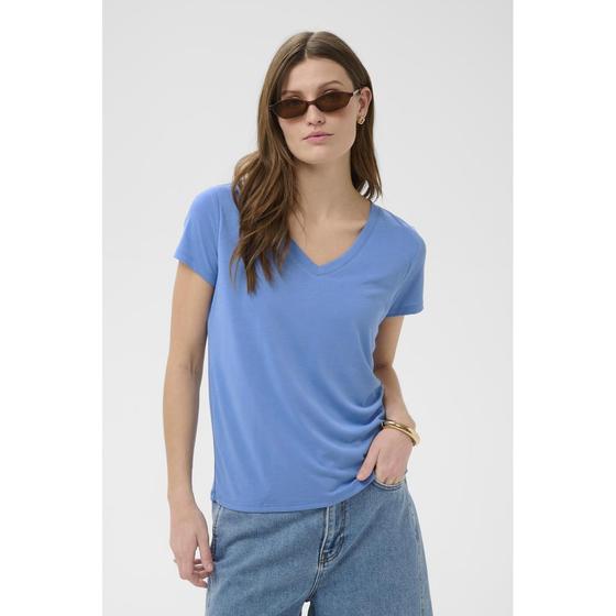 SOAKED IN LUXURY T-Shirt SLColumbine V-Neck 30404284 - kornblumen blau