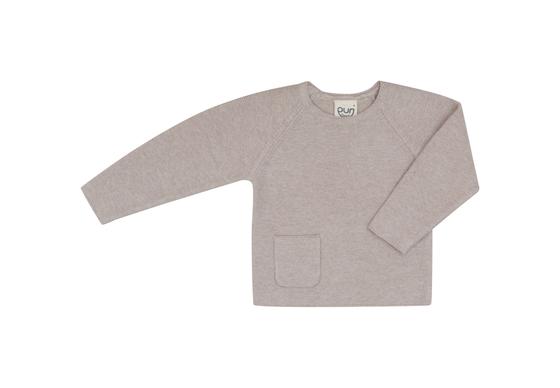 Puri Organic Pullover Krausstrick mit Tasche Tan