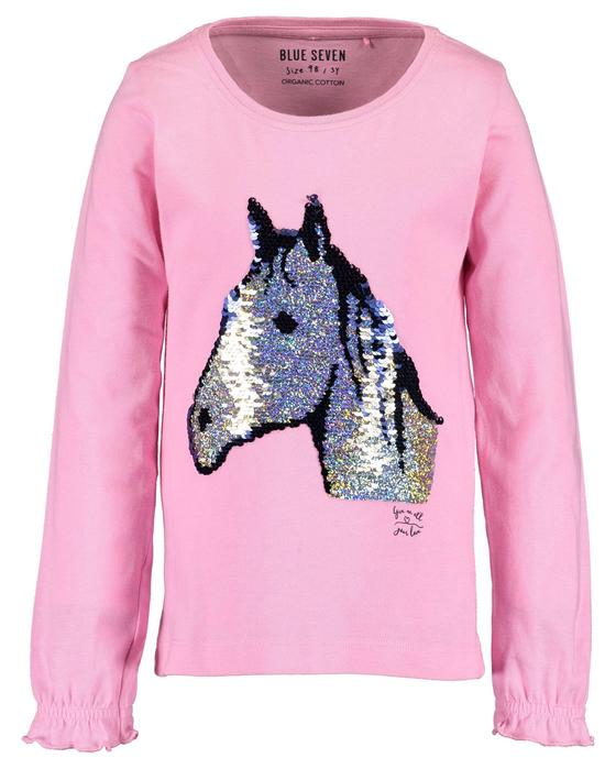 Langarmshirt "Pferd" mit Wendepailletten, azalee