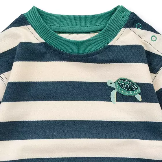 Sense Organics Sweatshirt Siam Deep Petrol Stripes