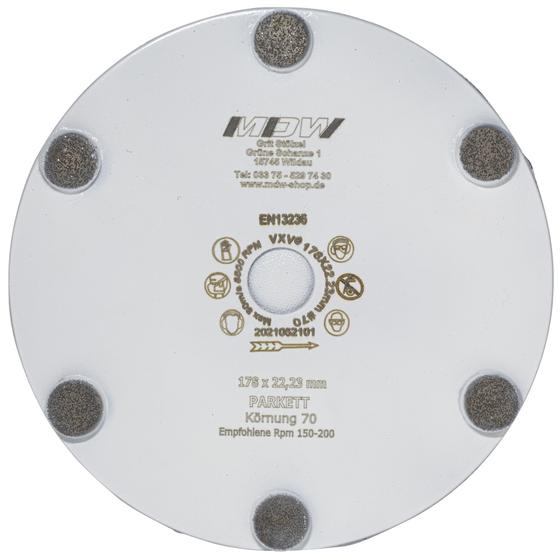 Restposten<br>Diamant Schleifscheibe <br> Ø 178 mm x Körnung 70 <br> mit Klettaufnahme <br> zum Schleifen von Parkett