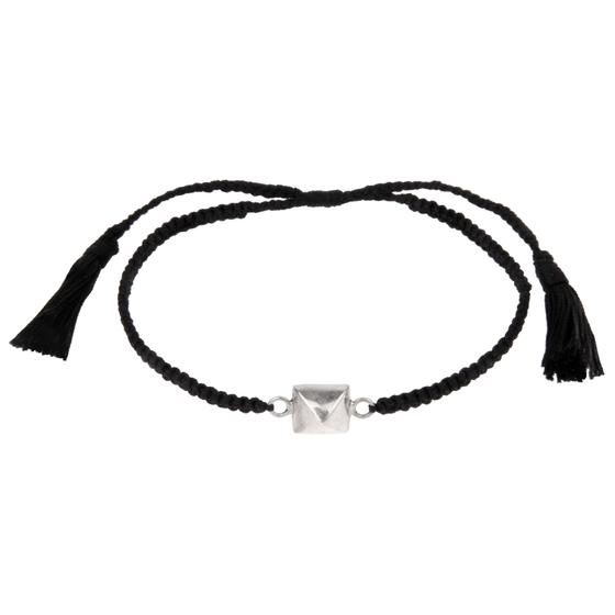goldmarie Armband "Pyramid small" 925er Silber Nylon geflochten schwarz