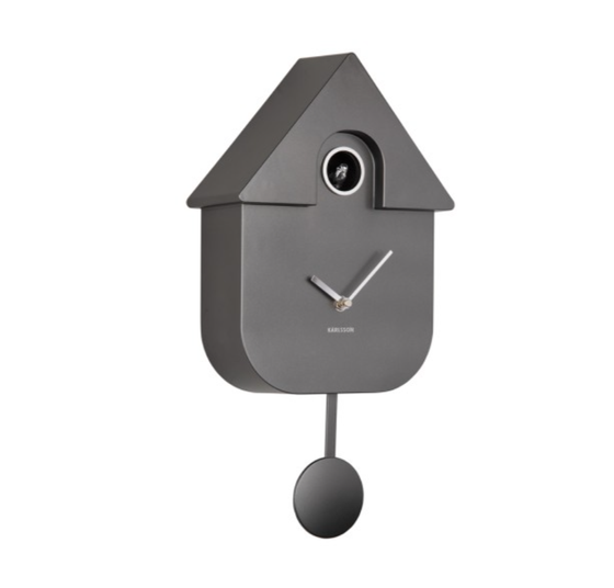 Uhr | Wanduhr / Moderne Kuckucksuhr Cuckoo - Metallic / Dunkelgrau