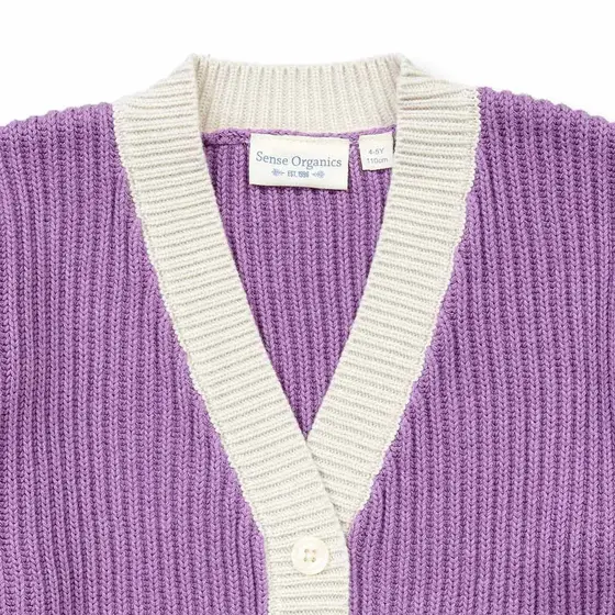 Sense Organics Strickjacke Nuakoo  Flieder Terrakotta Grünteegrün Melange