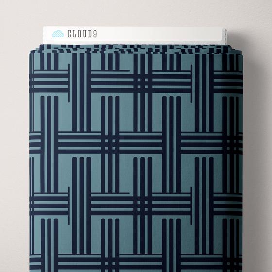 Elegant Estuaries von Cloud9 Fabrics – Bio-Baumwollstoff mit geometrischen Art-déco-Mustern und floralen Designs in Naturtönen