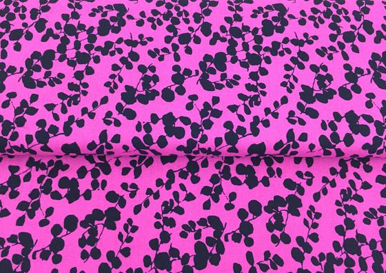 Bambus Popeline Blätter fuchsia