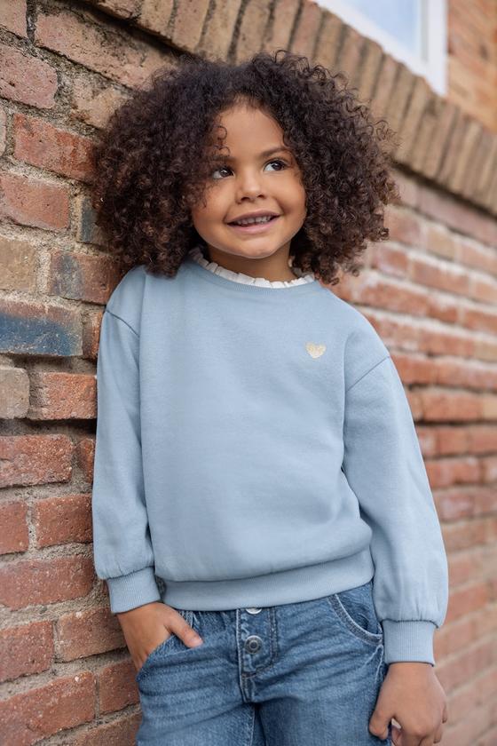 Sweatshirt "Glitzerherz", Biobaumwolle, GOTS-zertifiziert, mittelblau