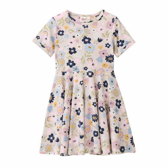 People wear Organic Kurzarmkleid Bunte Blüten Hellrosa