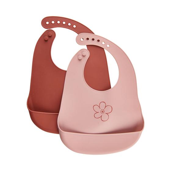 2er-Pack Silikon-Latz "Blume", BPA-frei, spülmaschinengeeignet