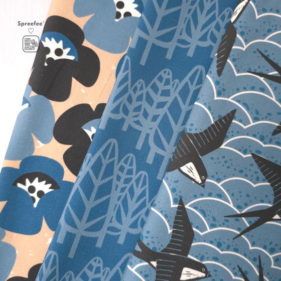 Graphic Nature Swallows Canvas aqua
