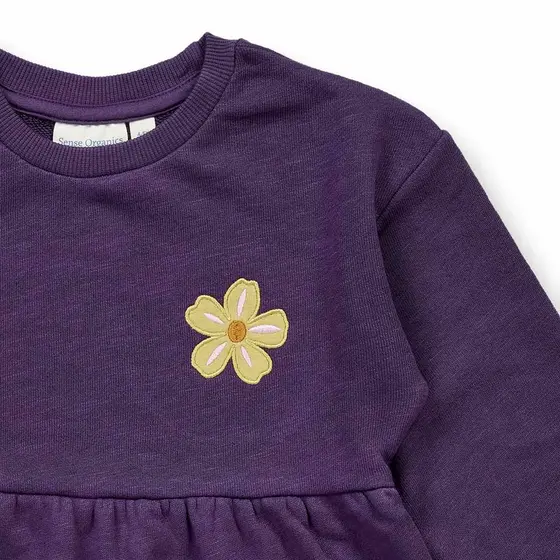 Sense Organics Kleid Jassima Blumenstickerei Pflaume