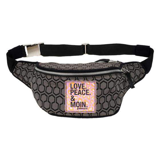 goldmarie Gürteltasche LOVE PEACE MOIN Leo Label -  grau-schwarz