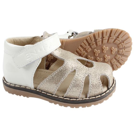 Sandalen "Gold" mit Klettverschluss, Leder