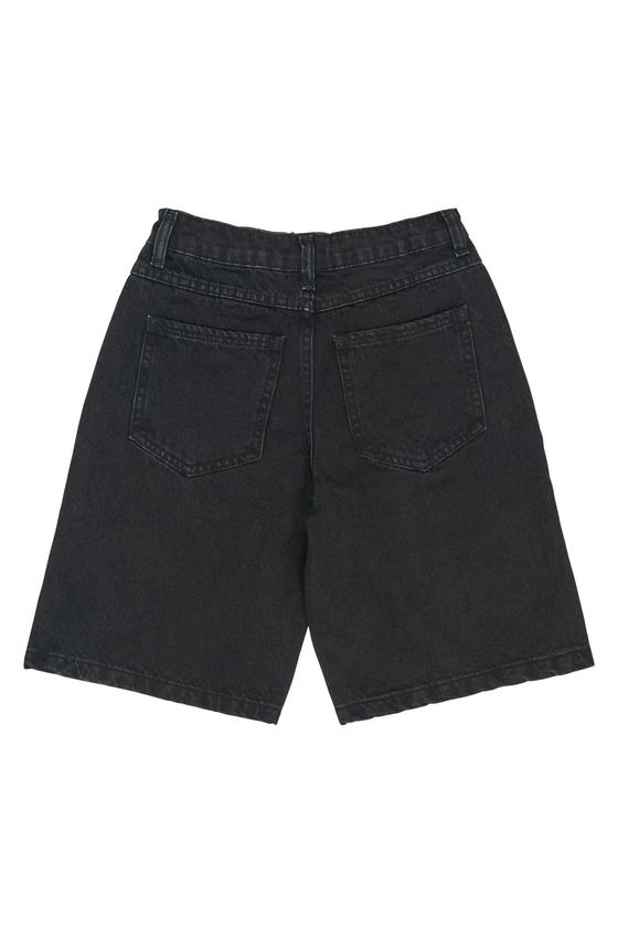 The New Long baggy Fit Denim Shorts Black