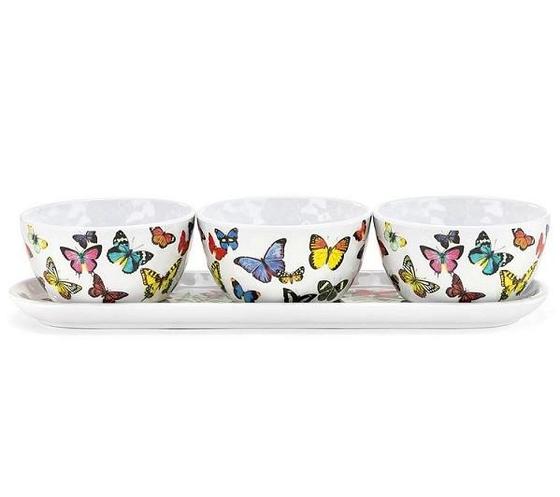 Schale | Baguetteplatte & 3 Dipschalen Michel Design Works - Papillon 