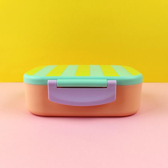 ava&yves Brotdose Lunchbox Stripes Mint Gelb Apricot