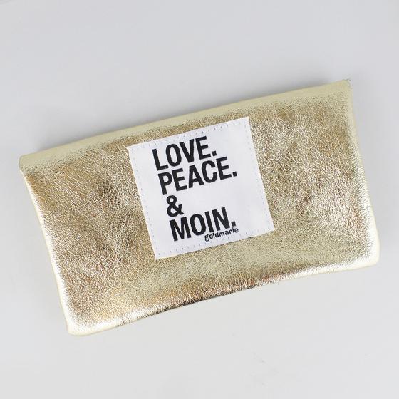 goldmarie Portemonnaie LOVE PEACE MOIN Leder weißgold metallic - 15x9cm