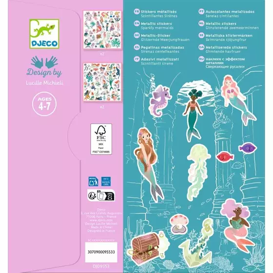 Djeco Glitzer Sticker Meerjungfrauen