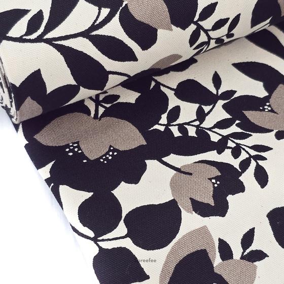 Sevenberry Canvas Floral Schwarz Natur | Taschenstoff | Spreefee