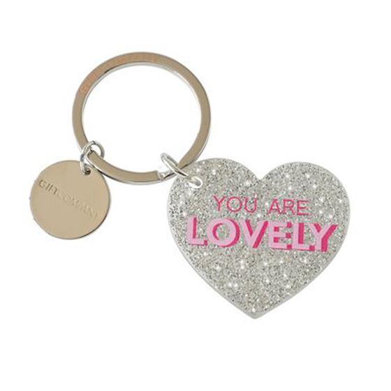 GIFTCOMPANY Schlüsselanhänger HERZ YOU ARE LOVELY - silber-glitzer