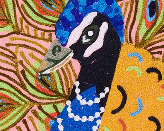 By Vivi. Kissen PFAU - rosa-bunt - 60x40cm