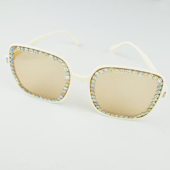 goldmarie Sonnenbrille QUEEN - mit Strass - für Erwachsene - creme