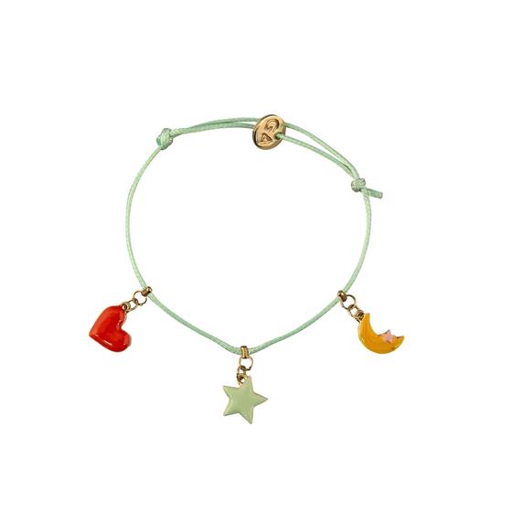 Armband Herz, Stern, Mond, Länge verstellbar