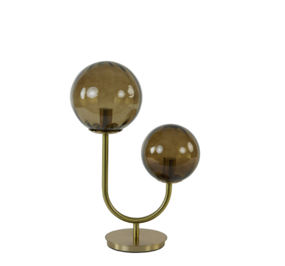Lampe | Tischleuchte 2 Leuchten  MAGDALA - Glas/Braun+Gold
