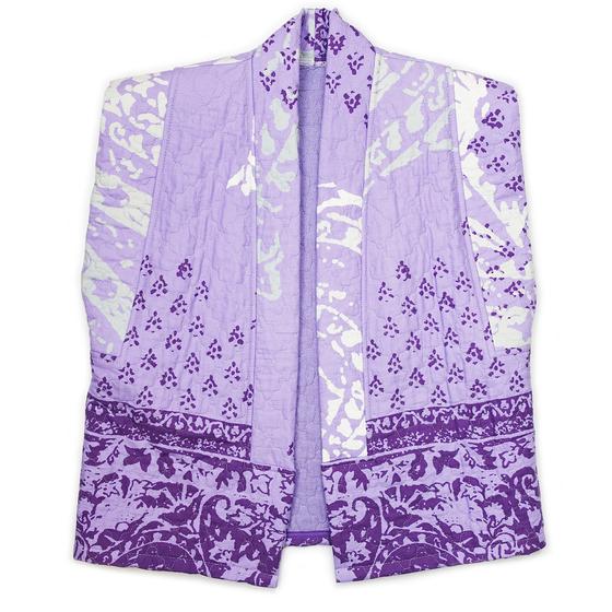 goldmarie Lilac Stepp Weste LOVE PEACE MOIN - Vintage-Stoff Recycelt - upcycling Einzelstück - lavendel