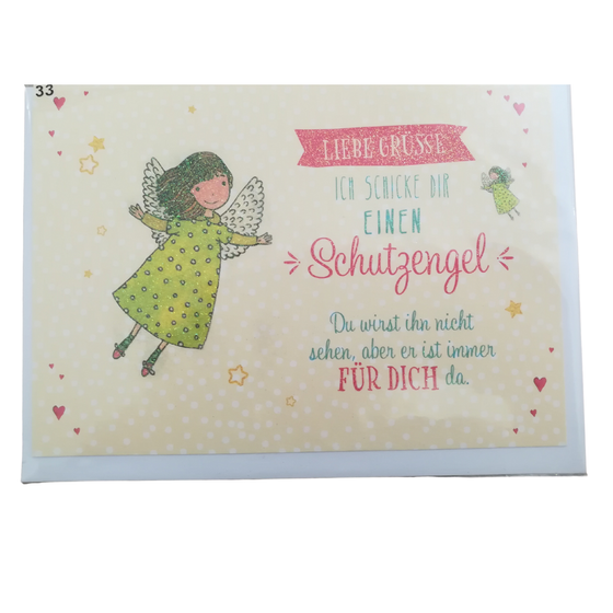 Doppelkarte mit Umschlag *Liebe Grüsse ich schicke dir einen Schutzengel...*