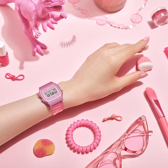 Casio Uhr gross F-91WS-2EF Resin Armband rosa