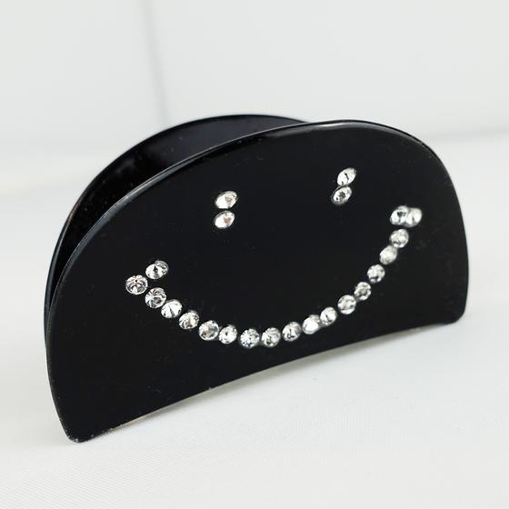 goldmarie Haarklammer SMILE Glitzer - Halbkreis - schwarz - 7,5cm