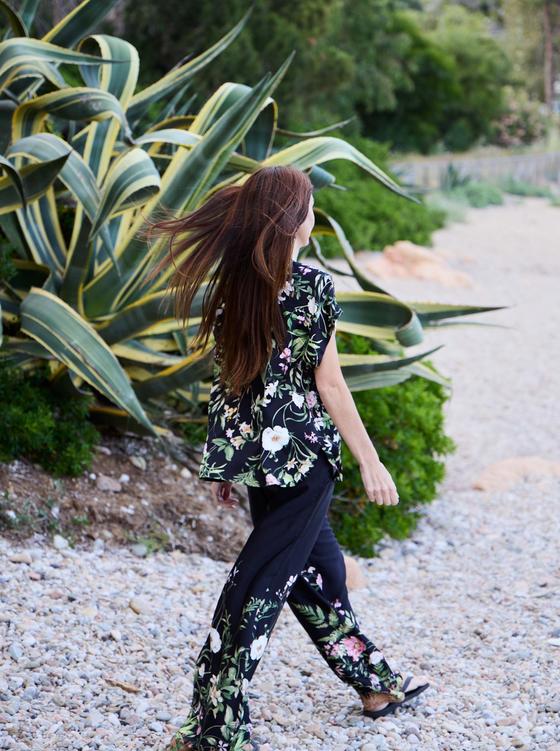 BLACK COLOUR Hose mit Floral Muster BCZENNIA 40915-BF - schwarz