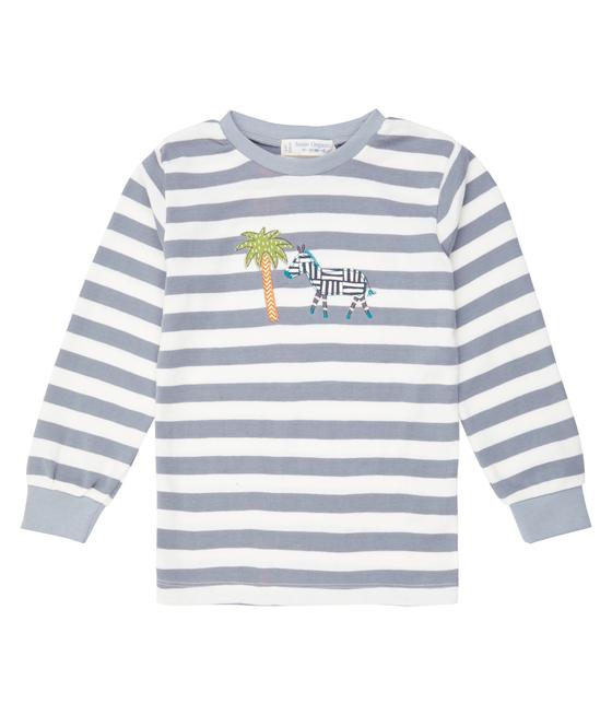 Pyjama "Zebra", Biobaumwolle, GOTS-zertifiziert, dusty blue