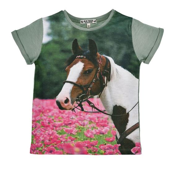 T-Shirt "Pferd", Baumwolle, salbei