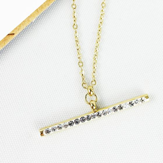 goldmarie Kette GLITZER BALKEN Stahl vergoldet 