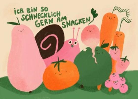 Postkarte Schnecklich Snacken von Slinga Illustration
