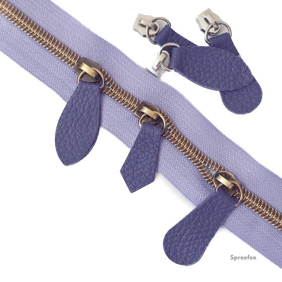 Lederzipper für Endlosreißverschluss bei Spreefee in verschiedenen Formen und Farben kaufen