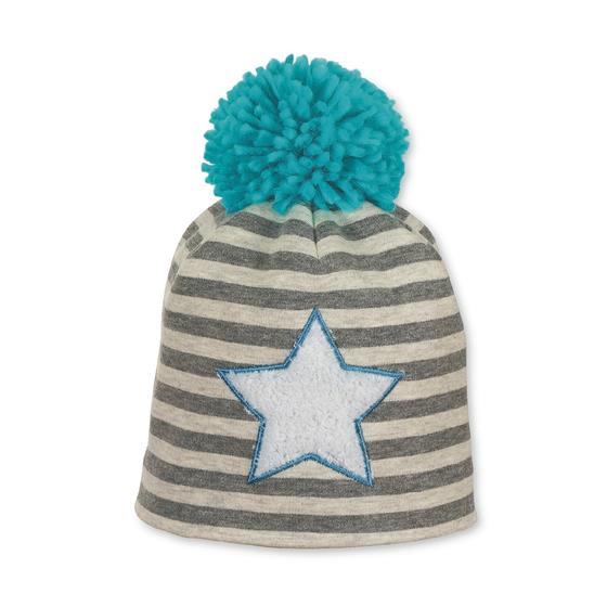 Beanie, Mütze mit Stern und Bommel