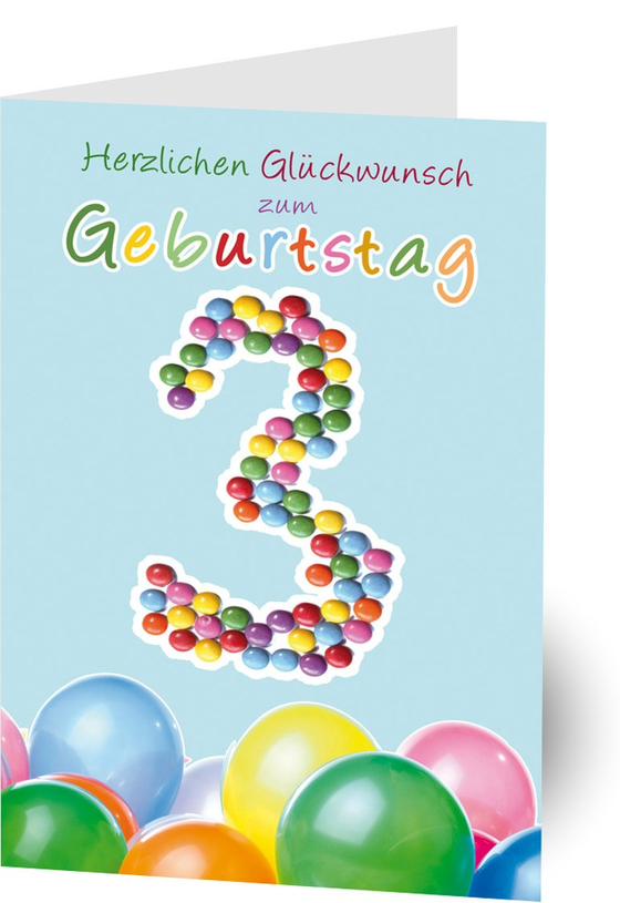 Klappkarte "Herzlichen Glückwunsch zum Geburtstag", 3 Jahre