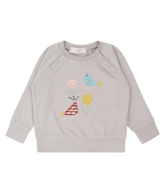 Sweater "Laka" mit Vögelchen-Applikation, grau