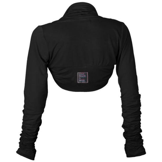 goldmarie Yoga Bolero Jacke Short LOVE PEACE MOIN Neonschrift Label - schwarz