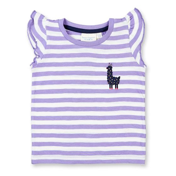 T-Shirts "Lama", Biobaumwolle, GOTS, lila-gestreift