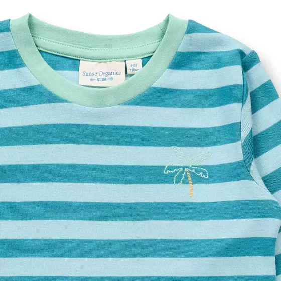 Sense Organics Pyjama Long John Blue Light Blue Stripes